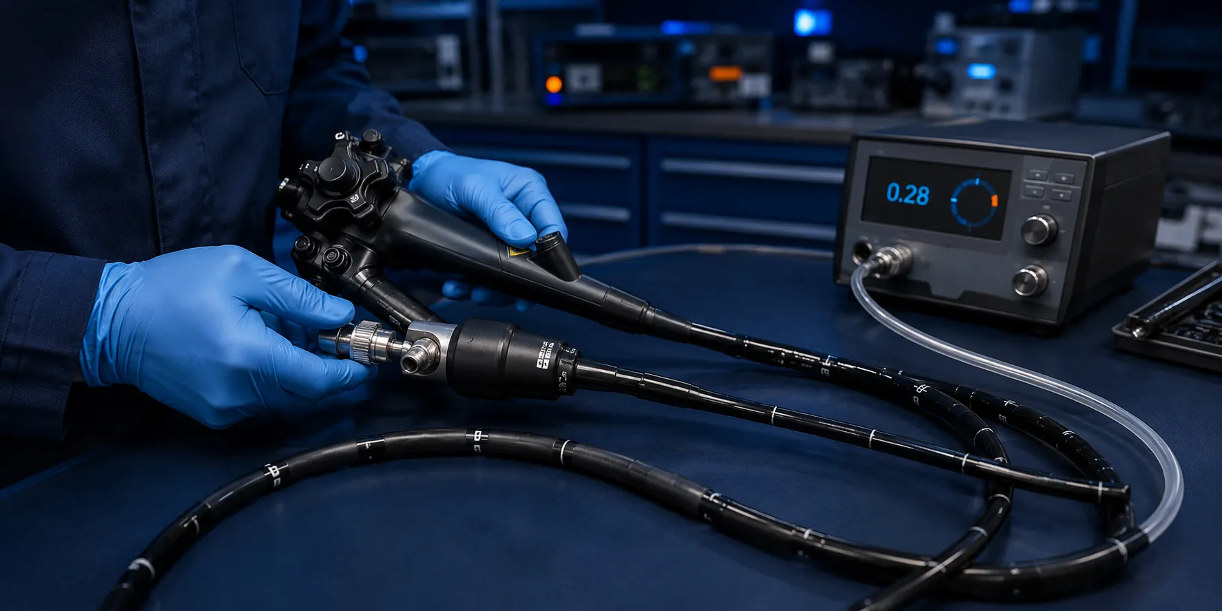 Flexible endoscope leak test